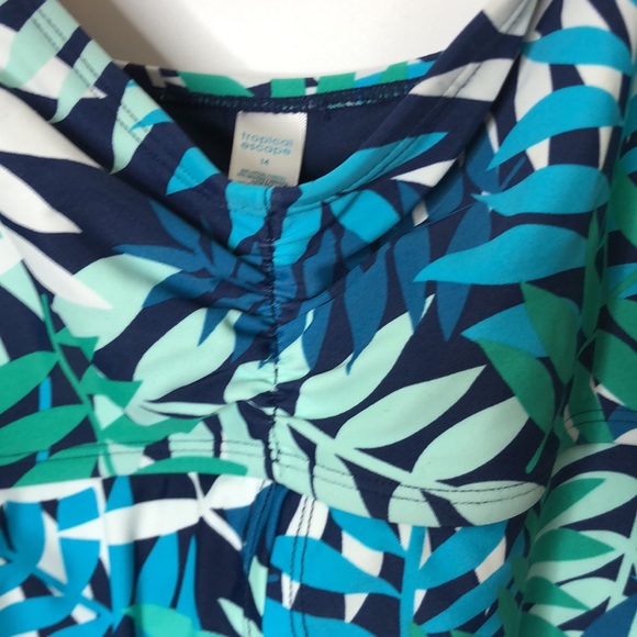 Tropical Escape Women's White Blue One Piece Swimsuit 14 PLUS SIZE - Picture 7 of 7